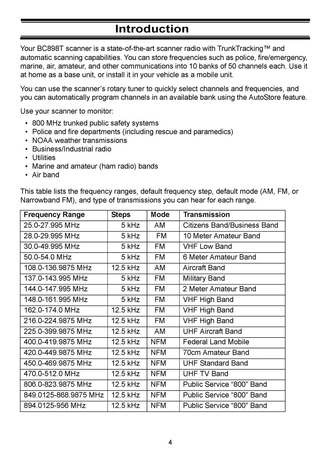 UNIDEN Bearcat Trunk Tracker III BC898T Operators Manual - WIRE BOUND - COVERS