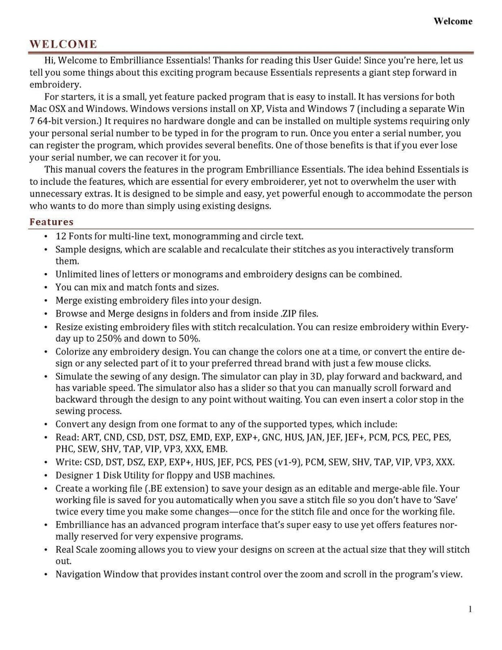 Embrilliance Essentials User Guide for Mac Macintosh Instructions Manual COLOR
