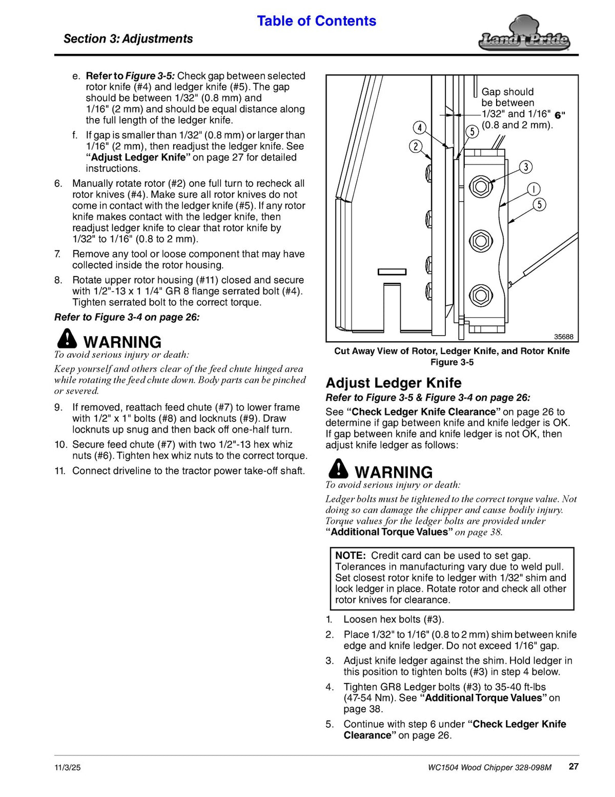 LAND PRIDE WC1504 Wood Chippers Operators Manual - WIRE BOUND - FOLDOUTS