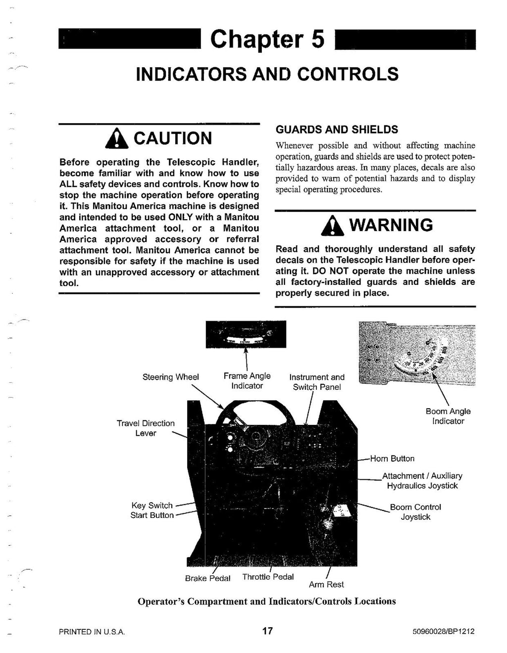 MANITOU MT5519 Telescopic Handler Operator Service Manual - WIRE BOUND - COVERS
