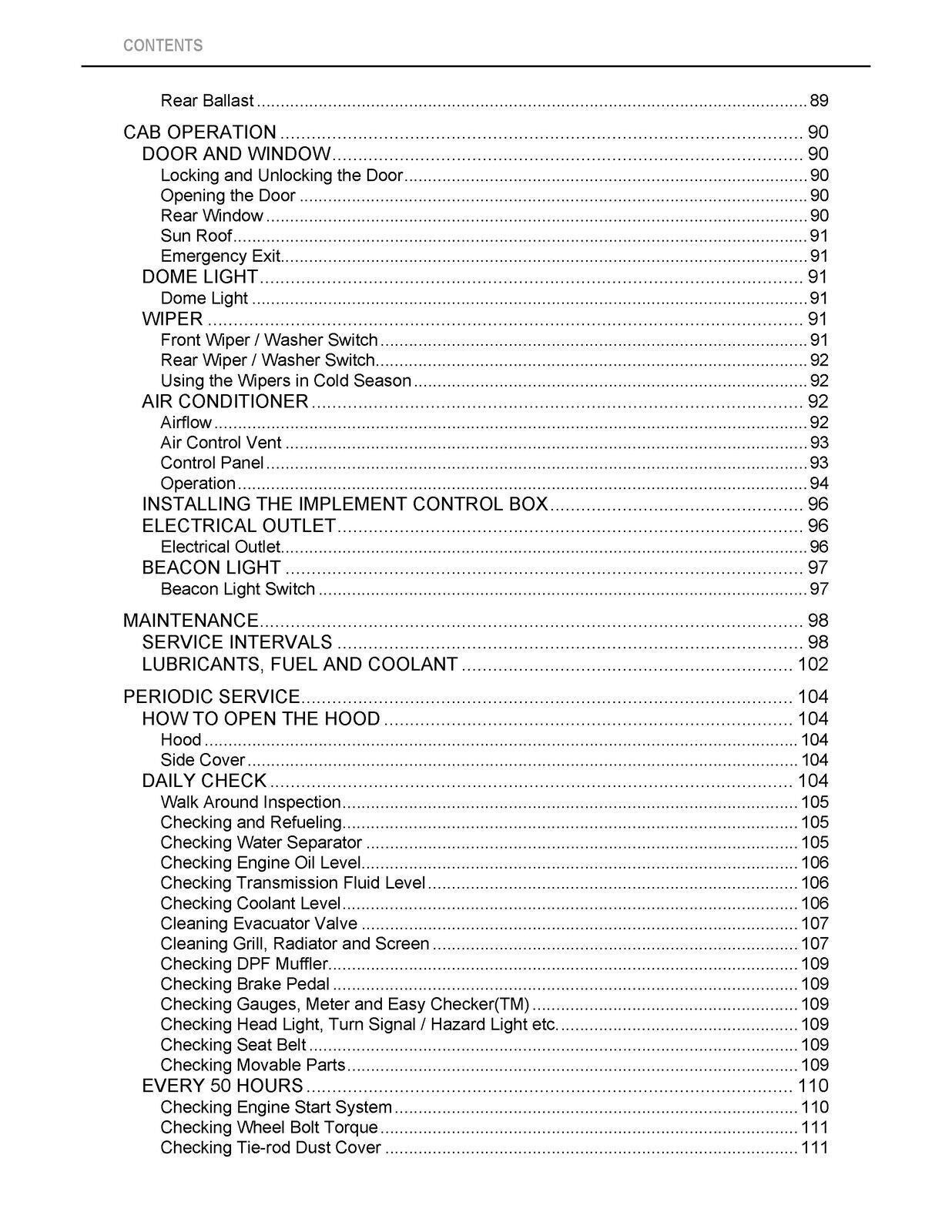 KUBOTA M100GX M110GX M126GX M135GX OPERATORS MANUAL - STEEL WIRE BOUND - COVERS