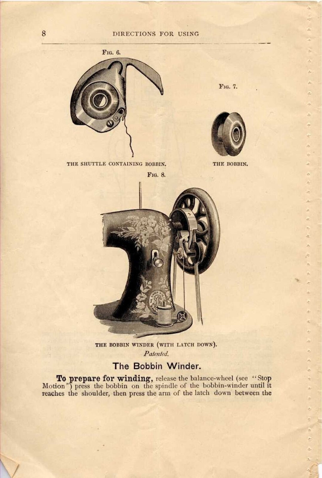 1891 Singer Directions for Improved Family Sewing Machine Manual: WIRE BINDING