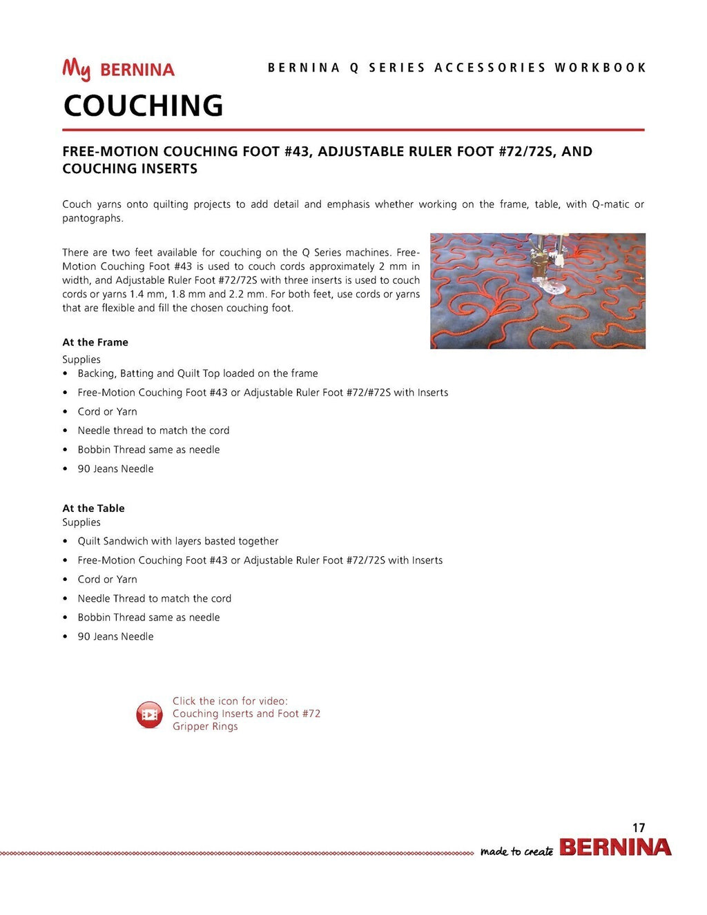 BERNINA Quilting Q Series Accessory Mastery Workbook - WIRE BOUND - TOUGH COVERS