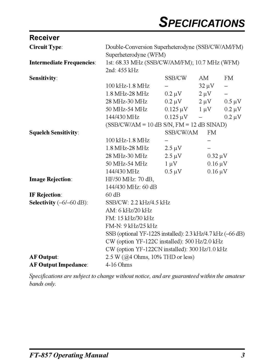 YAESU FT-857 Transceiver User Manual Operation Guide - TOUGH WIRE BINDING