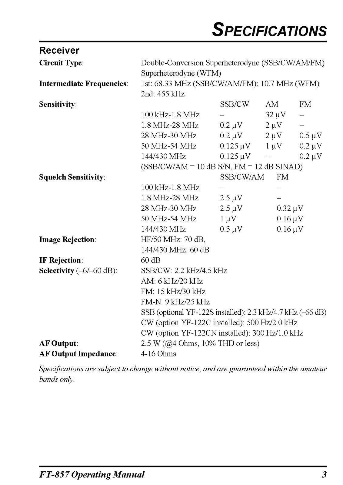 YAESU FT-857 Transceiver User Manual Operation Guide - TOUGH WIRE BINDING