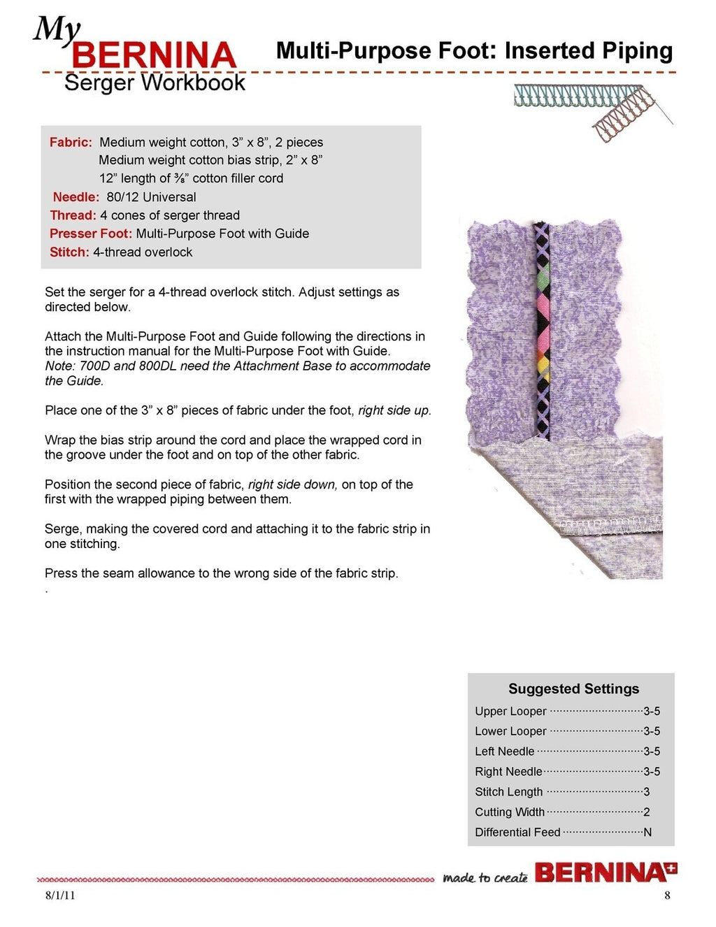 BERNINA Serger Workbook 2 - Serging Ahead - STEEL WIRE BOUND - PROTECTIVE COVERS