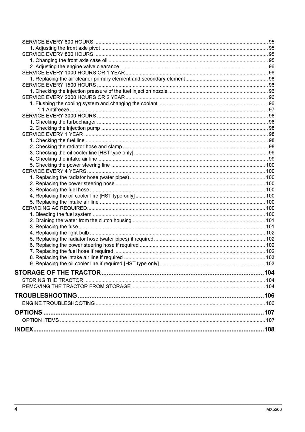 KUBOTA MX5200 TRACTOR OPERATORS MANUAL - STEEL WIRE BOUND - PROTECTIVE COVERS