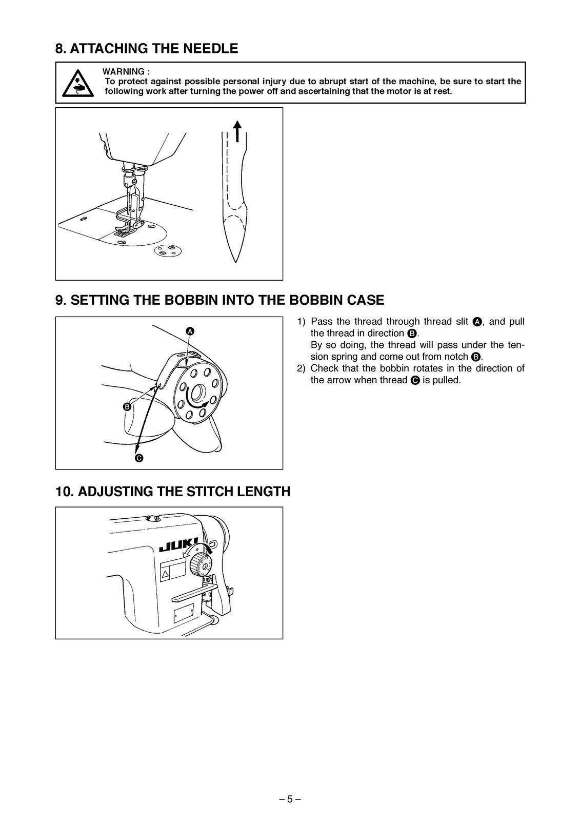 JUKI DDL-8700 Sewing Machine User Manual Operation Guide - TOUGH WIRE BINDING