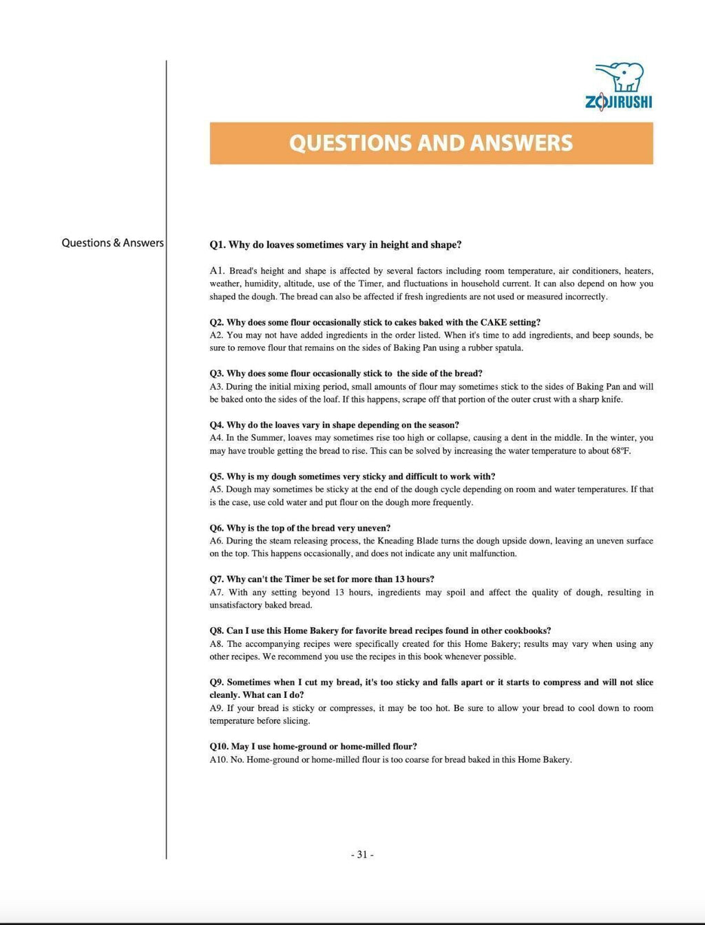 Zojirushi BBCC-X20 Bread Machine Owners Manual User Guide Instruction COLORCOPY