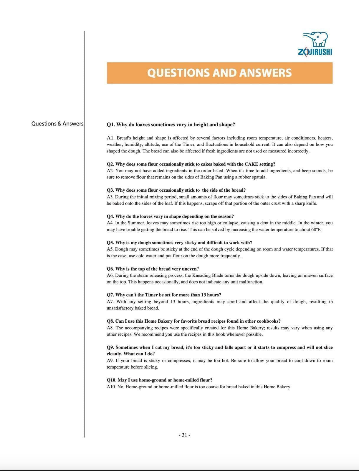 Zojirushi BBCC-X20 Bread Machine Owners Manual User Guide Instruction COLORCOPY
