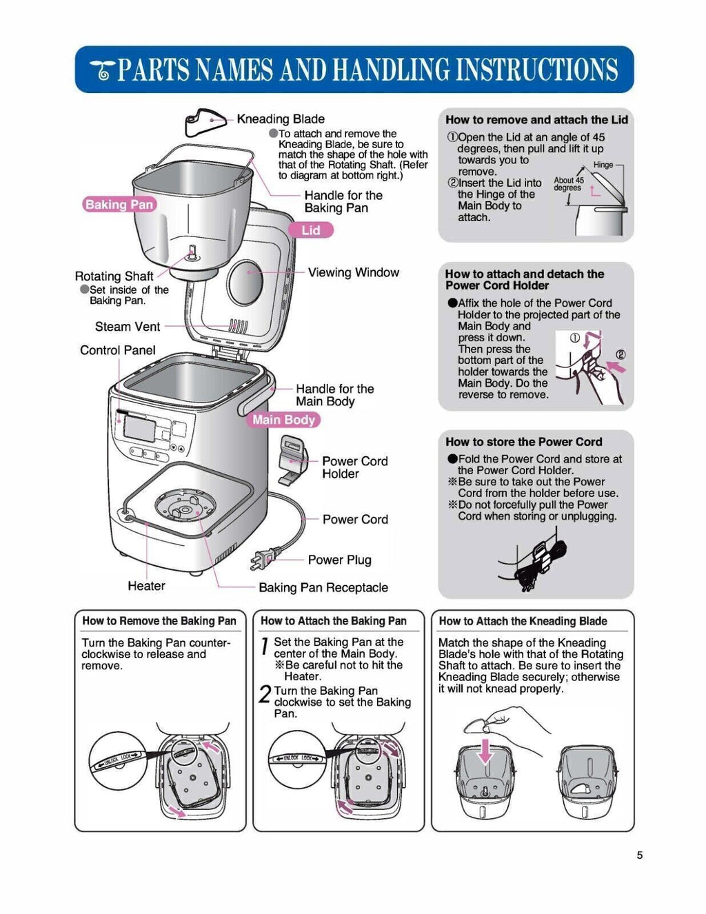 Zojirushi BB-HAC10 Home Bakery Mini Bread Machine Owners Manual User Guide
