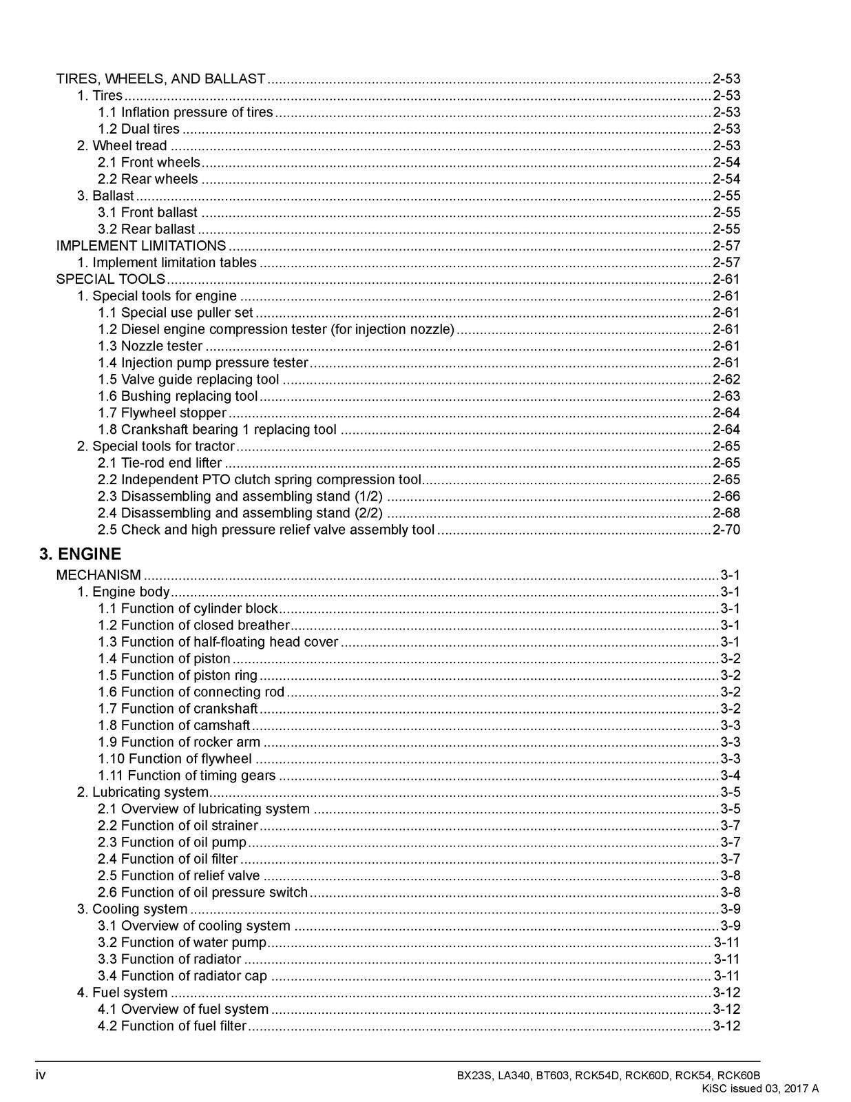 KUBOTA BX23S LA340 BT603 RCK54D RCK60D RCK54 RCK60B WORKSHOP MANUAL, XL FOLDOUTS