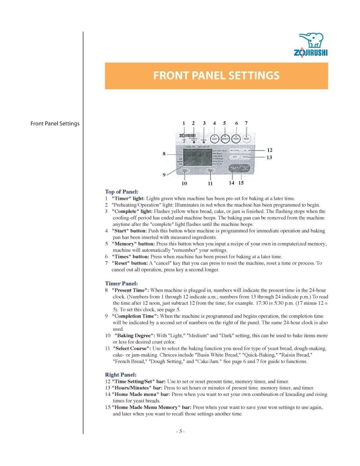 ZOJIRUSHI BBCC-S15 User Manual Owners Instruction Booklet + Lots of Recipes!