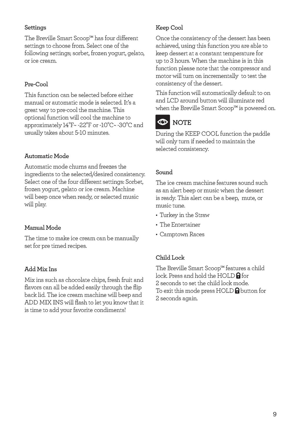 BREVILLE BCI600XL Ice Cream Maker Instruction Manual - WIRE BOUND - TOUGH COVERS