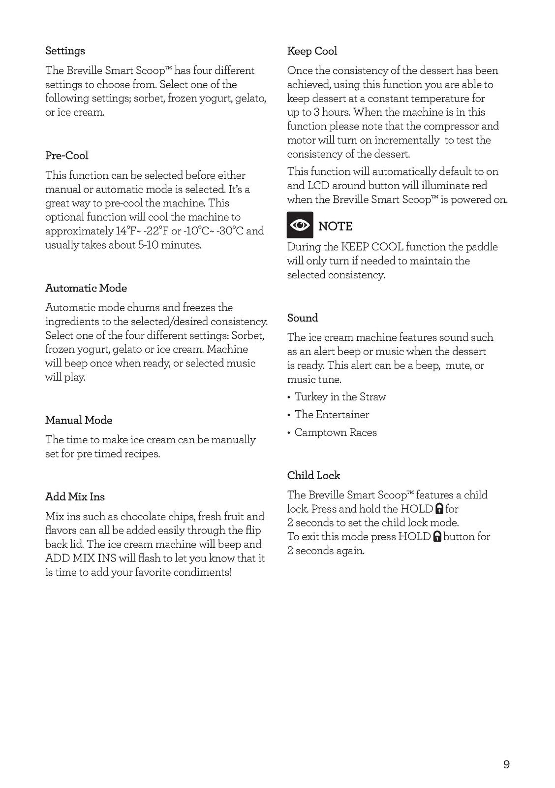 BREVILLE BCI600XL Ice Cream Maker Instruction Manual - WIRE BOUND - TOUGH COVERS