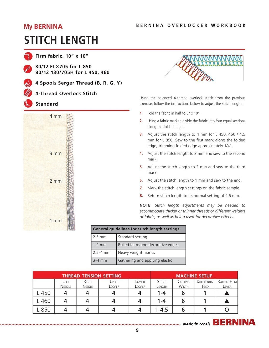 BERNINA Overlocker Workbook Basic Serger Use L 450 460 850 - COVERS - WIRE BOUND