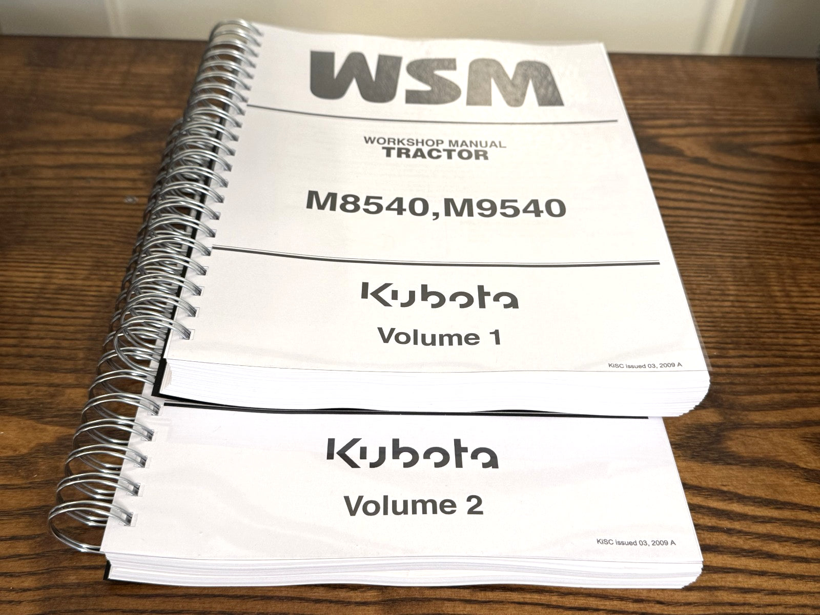 KUBOTA M8540 M9540 WORKSHOP MANUAL - STEEL BOUND - COVERS - 2 VOLS - XL FOLDOUTS
