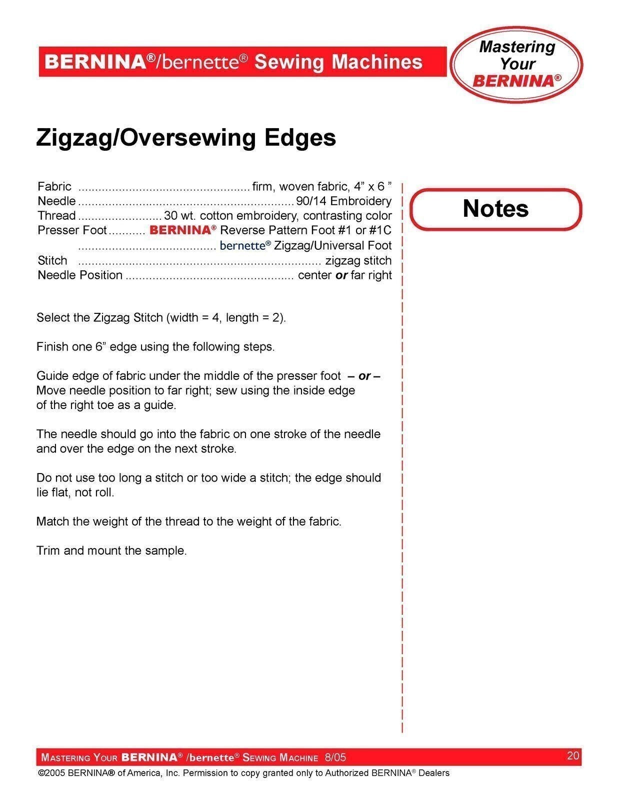 BERNINA 55 65 80/90e 1008 220 230PE 240 430 440QE 630 640 200 730 upgrd Workbook