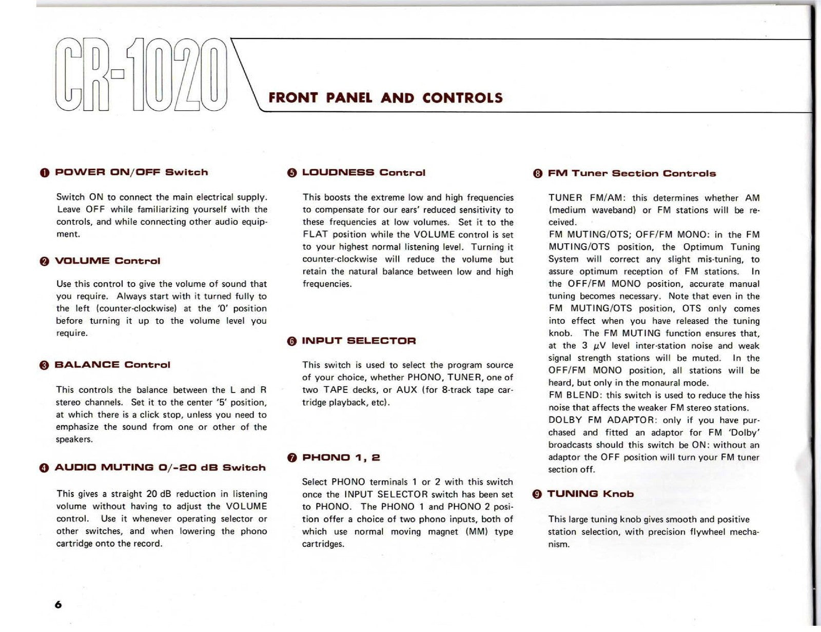 YAMAHA CR1020 Receiver Owners Manual - STEEL WIRE BOUND - PROTECTIVE COVERS