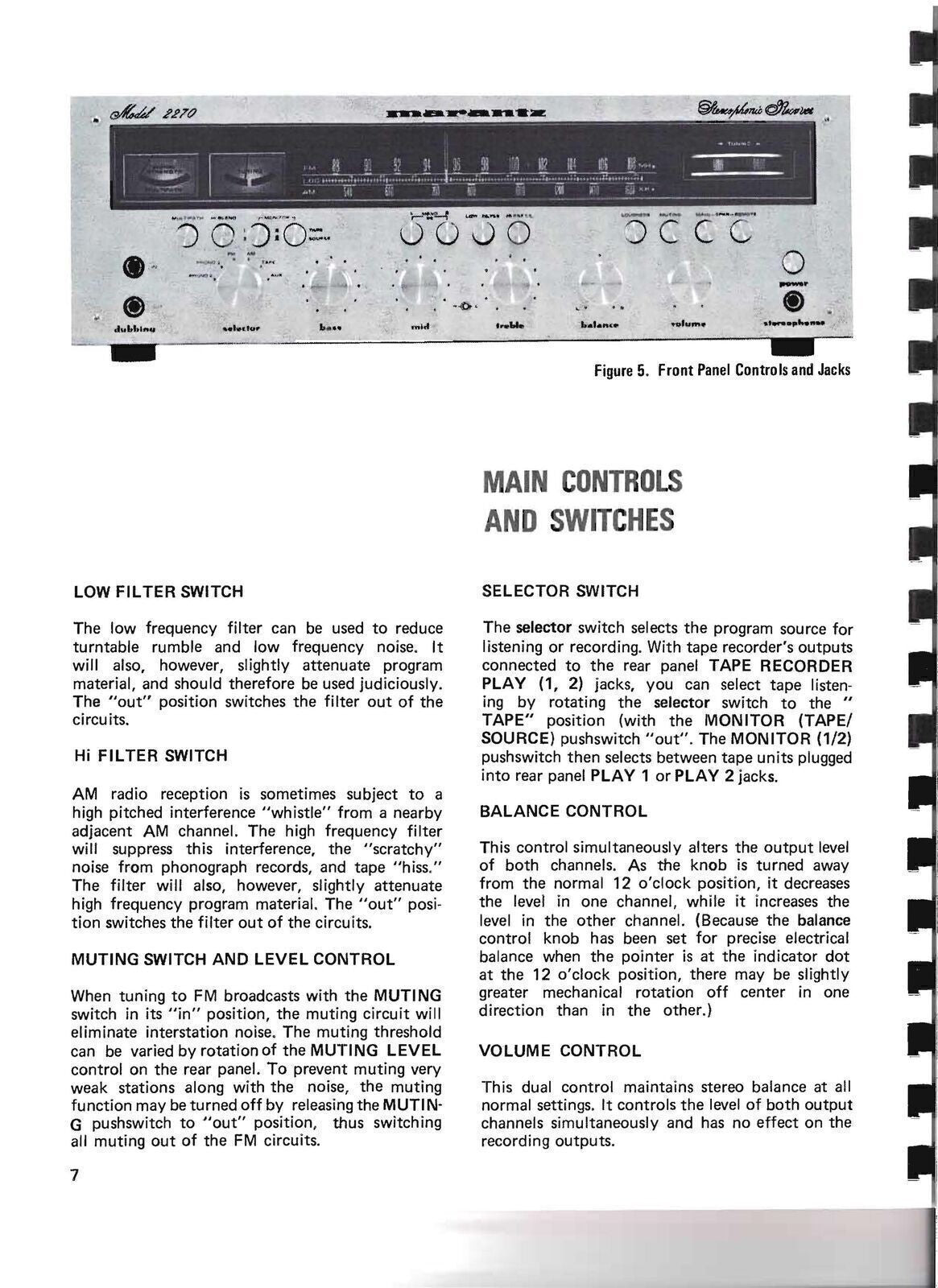 MARANTZ 2270 Receiver User Manual Operation Instructions Guide -  WIRE BINDING