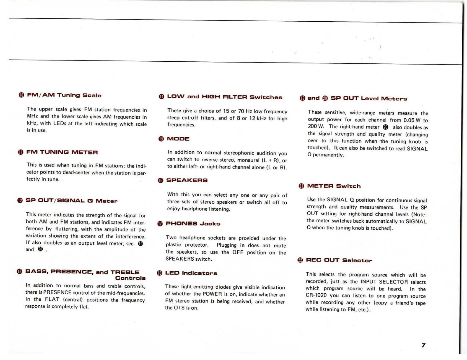 YAMAHA CR1020 Receiver Owners Manual - STEEL WIRE BOUND - PROTECTIVE COVERS