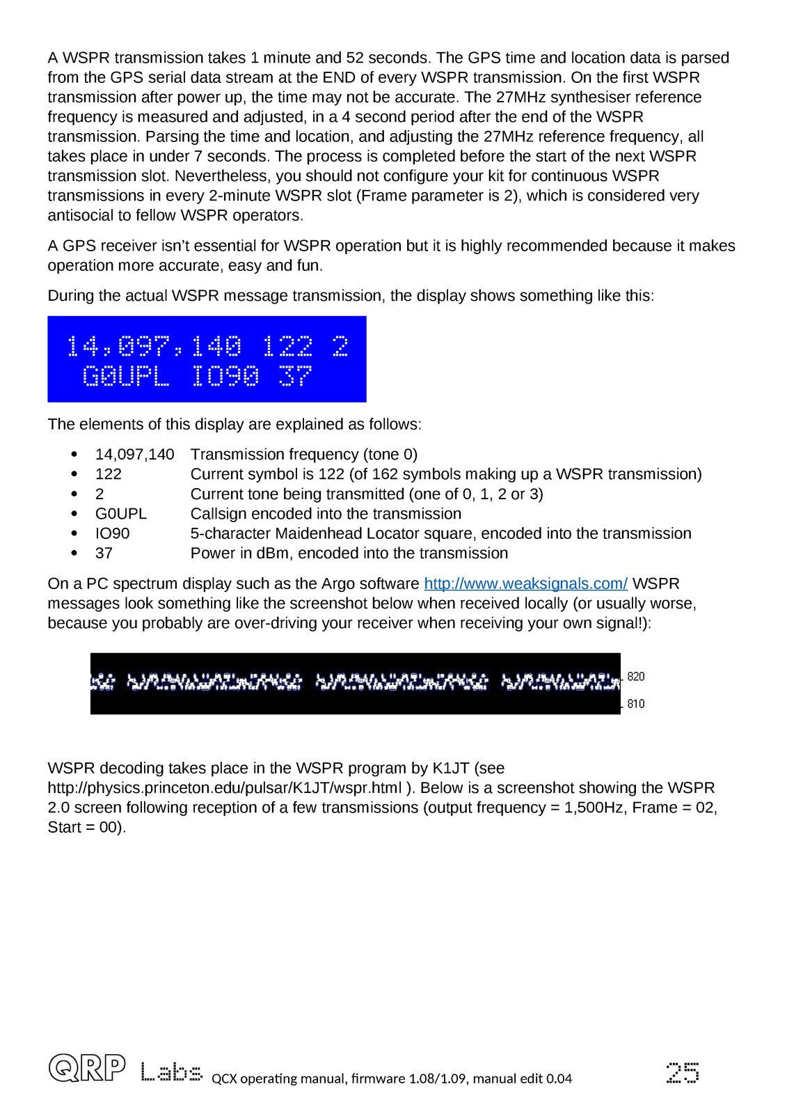 QRP LABS QCX QCX-mini CW Transceiver Operating Manual - WIRE BOUND - COVERS