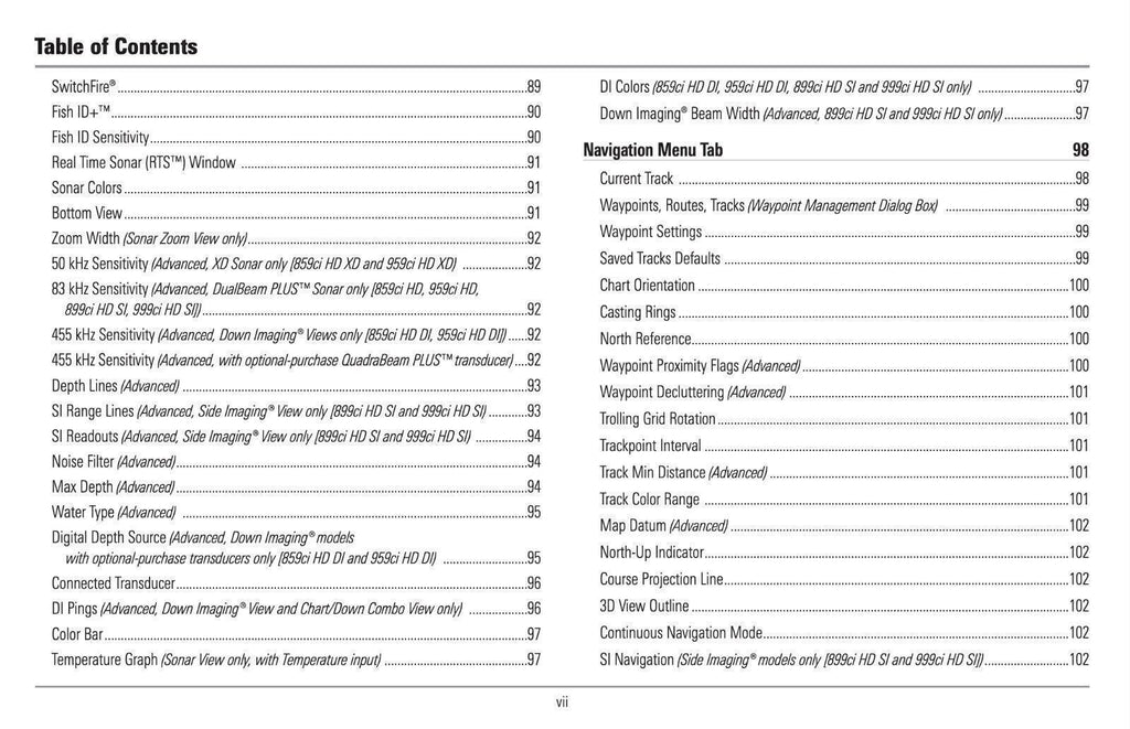 Humminbird 959ci HD 999ci HD 800 Series 900 Series Owners Manual Instructions