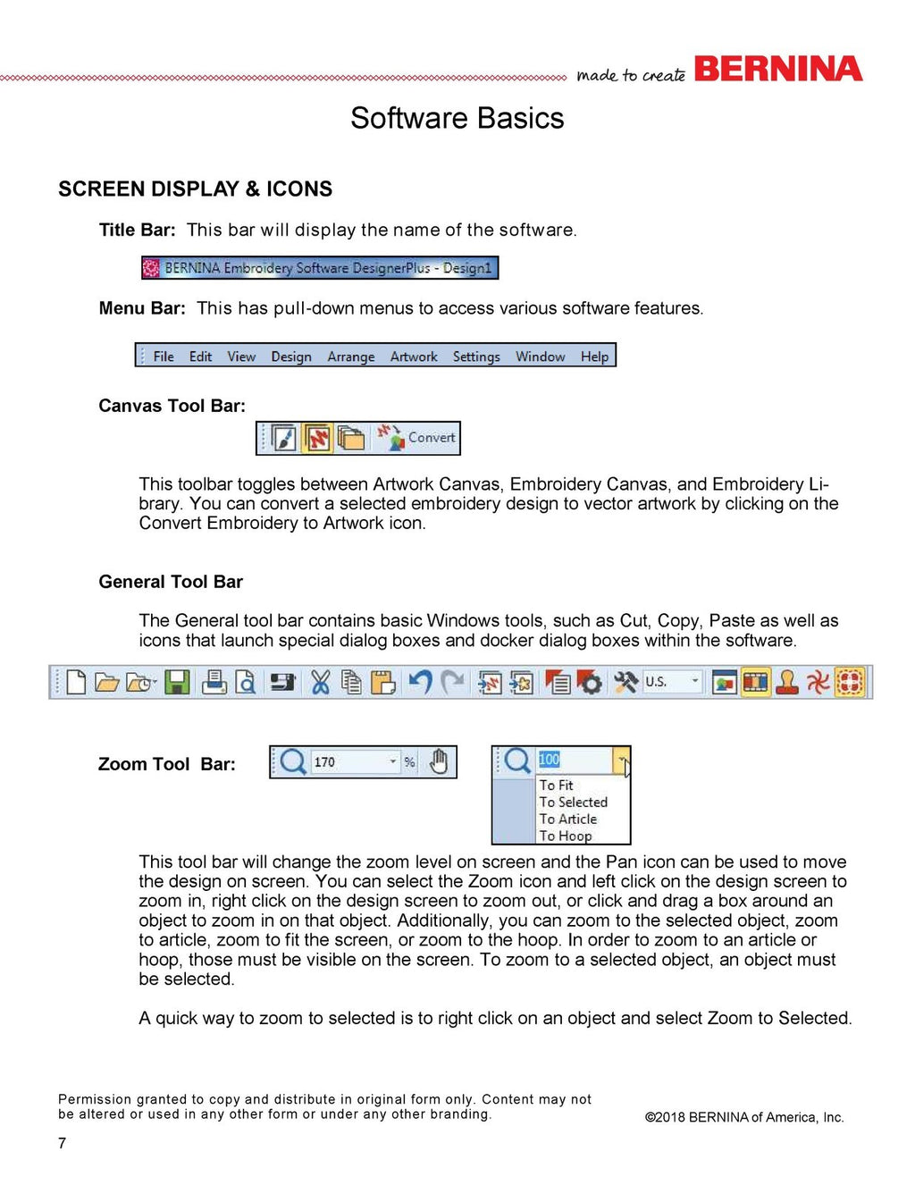 BERNINA Embroidery Software 8.2 WORKBOOK 1 BASIC FEATURES - WIRE BOUND
