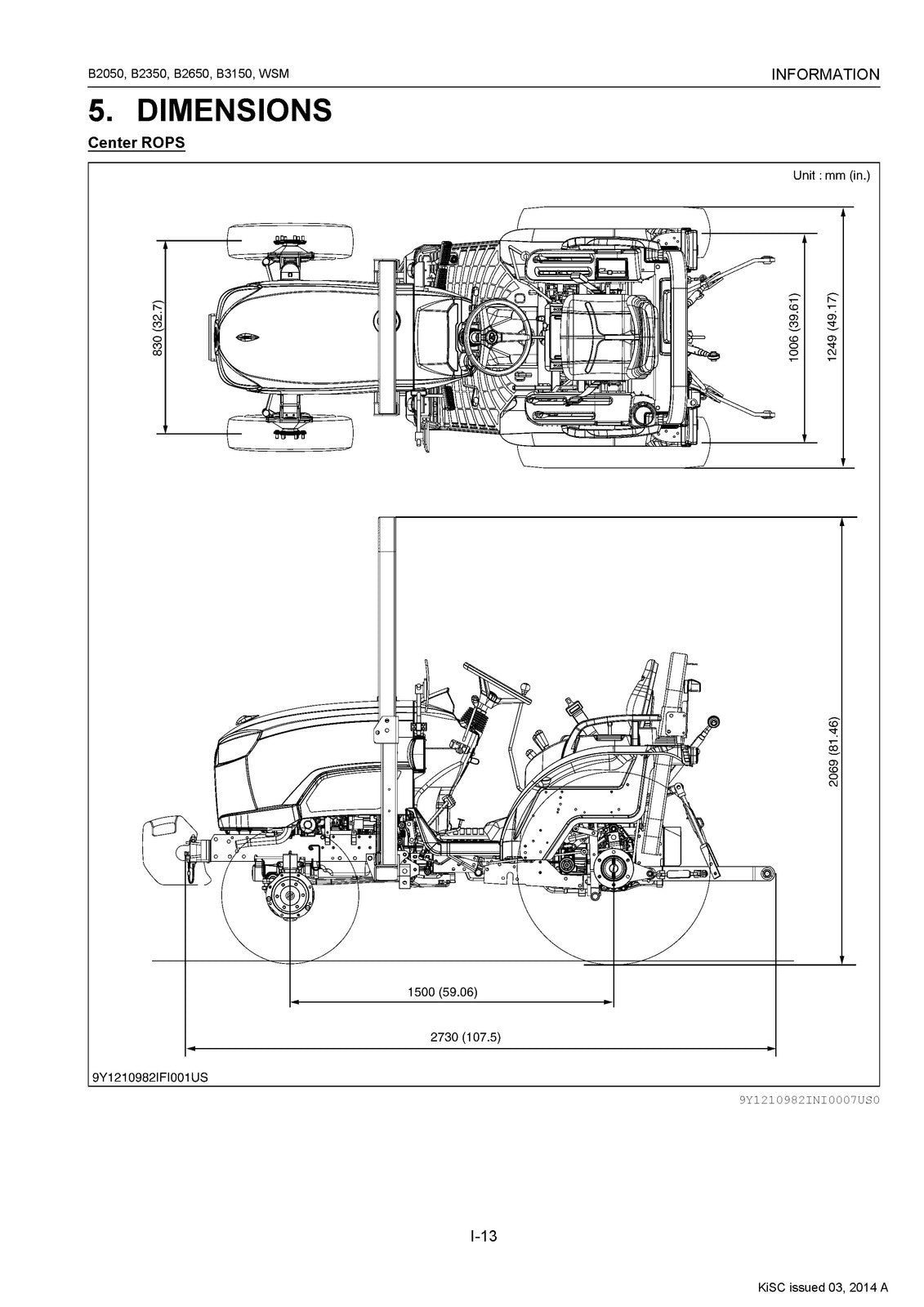 KUBOTA B2050 B2350 B2650 B3150 WORKSHOP MANUAL - BOUND - COVERS - XL FOLDOUTS