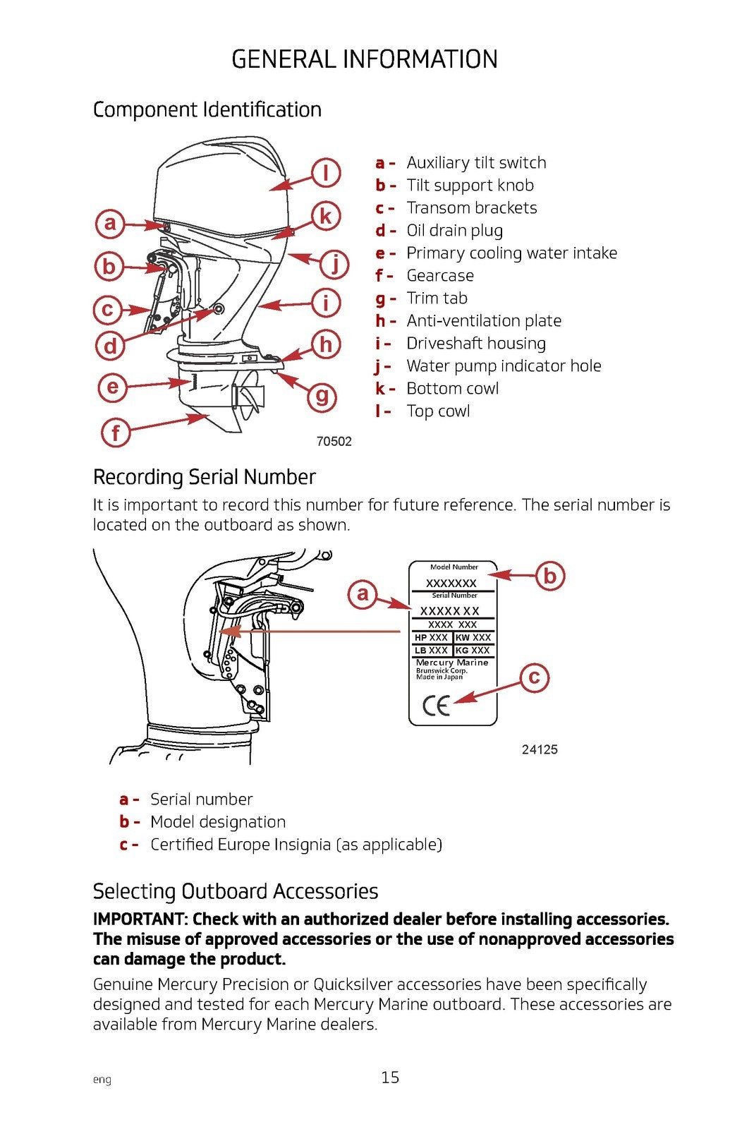MERCURY 30 40 50 60 FOURSTROKE MOTOR OWNERS MANUAL - WIRE BOUND - TOUGH COVERS