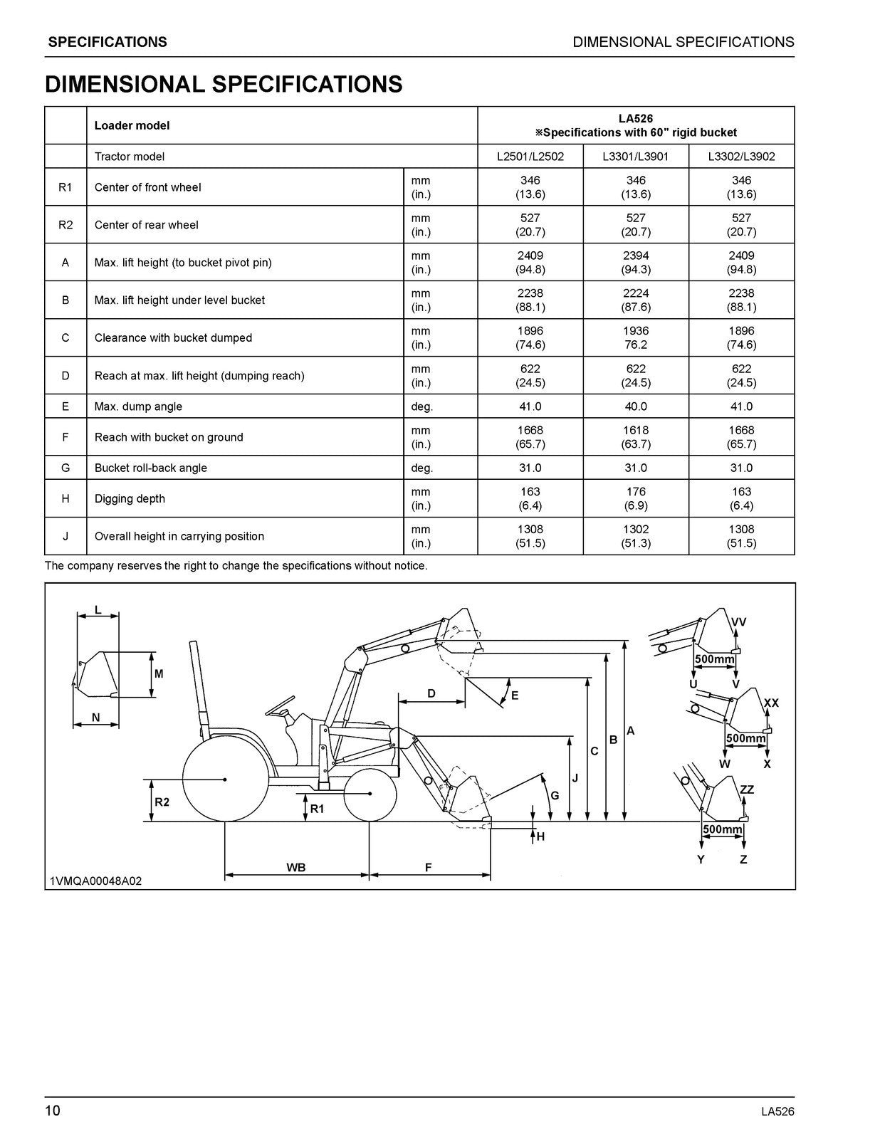 KUBOTA LA526 FRONT LOADER OPERATORS MANUAL - WIRE BOUND - TOUGH COVERS