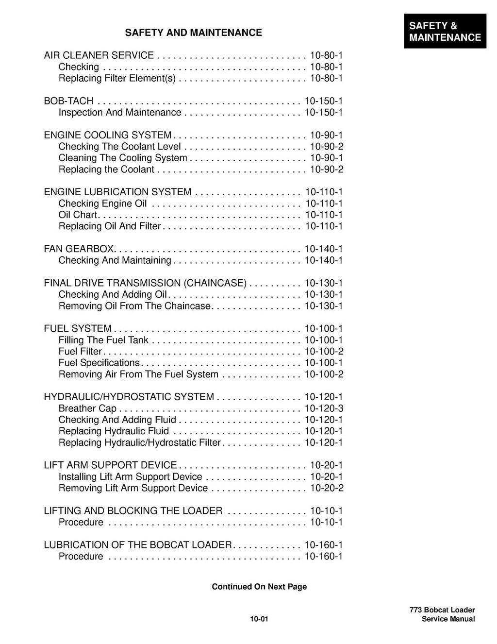 BOBCAT 773 High Flow Turbo G Series Service Manual - WIRE BOUND COVERS FOLDOUTS