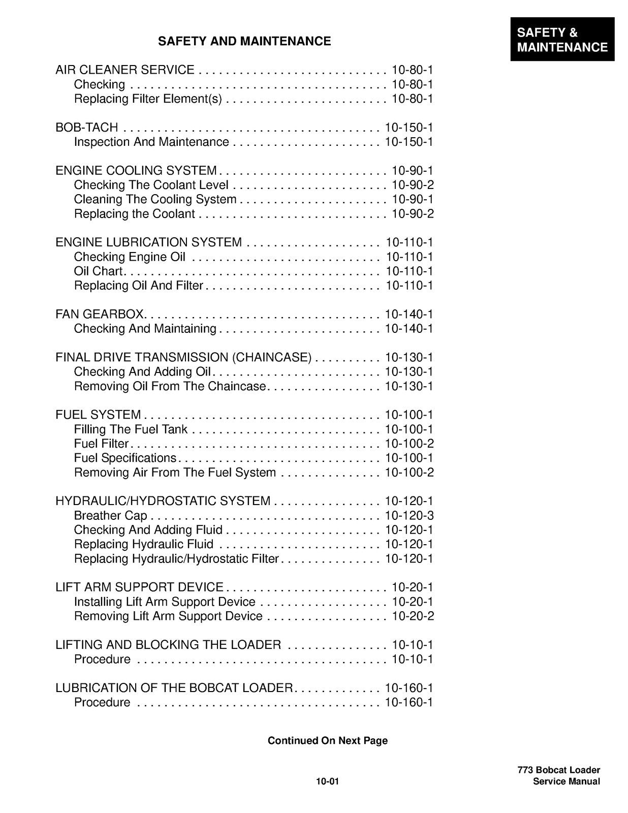BOBCAT 773 High Flow Turbo G Series Service Manual - WIRE BOUND COVERS FOLDOUTS