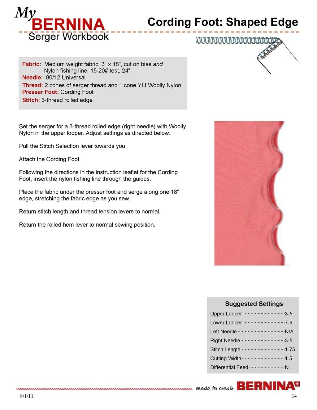 BERNINA Serger Workbook 2 - Serging Ahead - STEEL WIRE BOUND - PROTECTIVE COVERS
