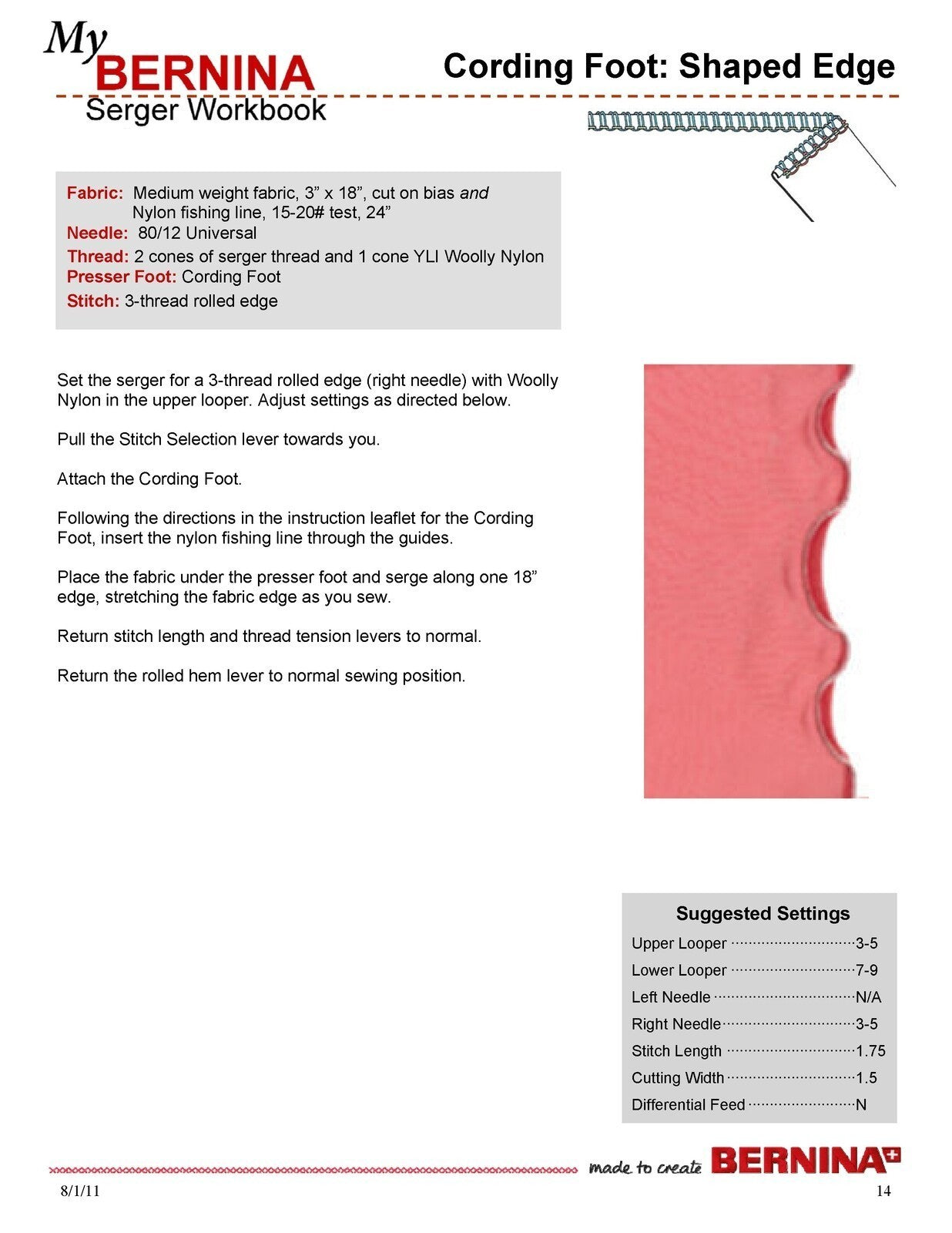 BERNINA Serger Workbook 2 - Serging Ahead - STEEL WIRE BOUND - PROTECTIVE COVERS
