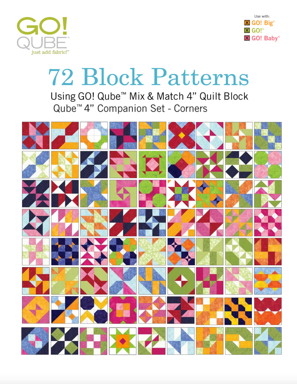 AccuQuilt Go! Qube Manual 4" 3-in-1: BLOCK, CORNERS & ANGLES, 432 PG  Wire Bound