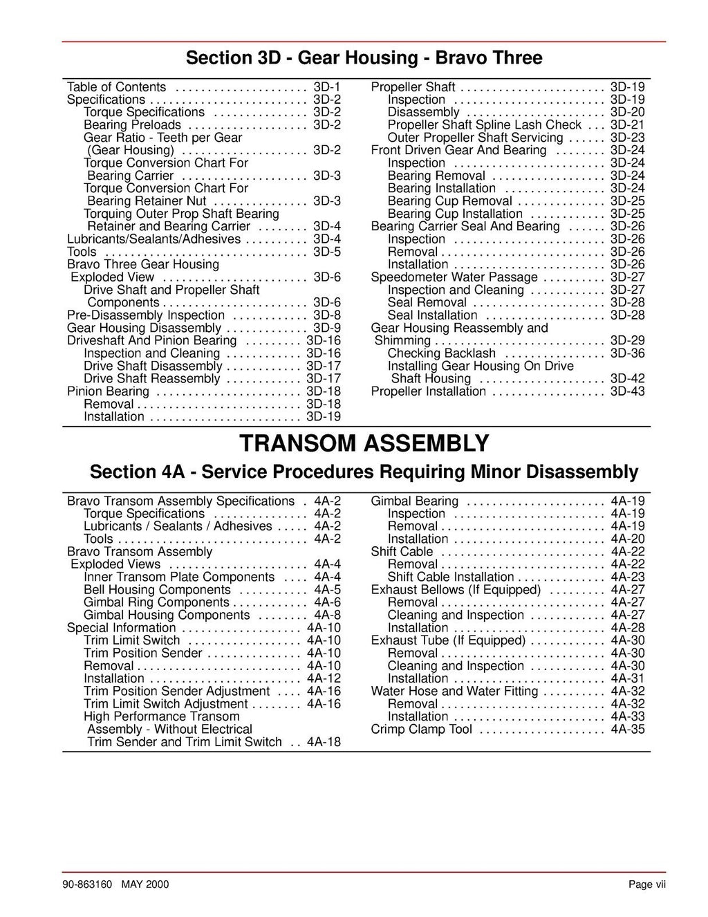MERCURY MerCruiser Bravo Sterndrives No. 28 Service Manual - WIRE BOUND - COVERS