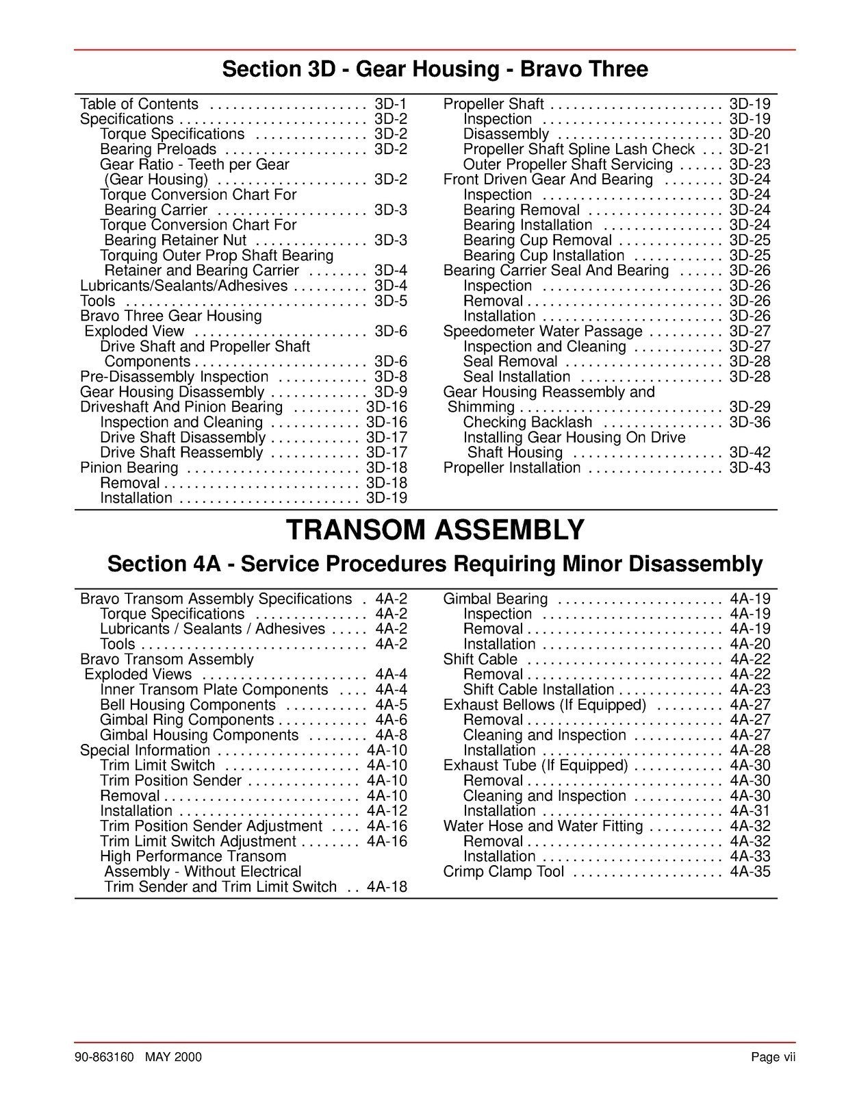 MERCURY MerCruiser Bravo Sterndrives No. 28 Service Manual - WIRE BOUND - COVERS