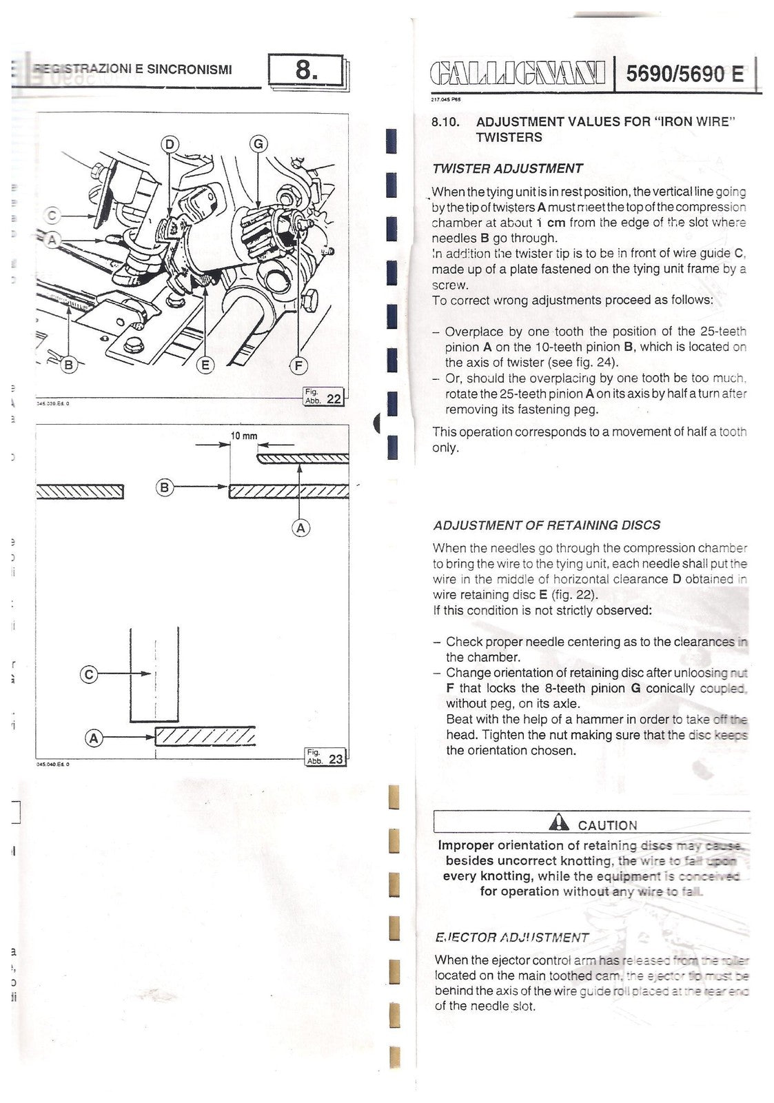 GALLIGNANI 5690 E Baler Operators Manual - STEEL WIRE BOUND - PROTECTIVE COVERS