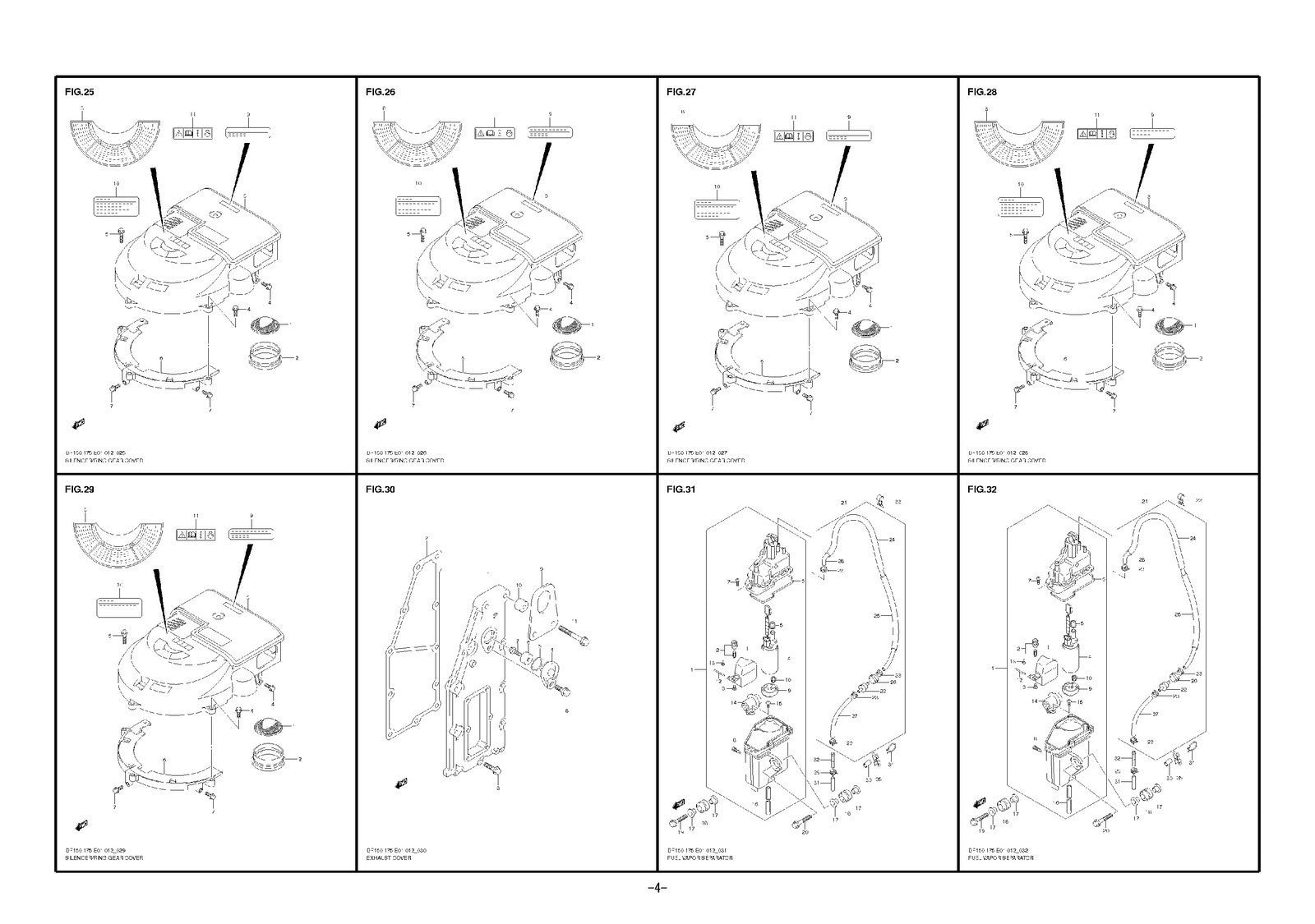 SUZUKI DF150 175T PARTS MANUAL CATALOGUE - STEEL WIRE BOUND - PROTECTIVE COVERS