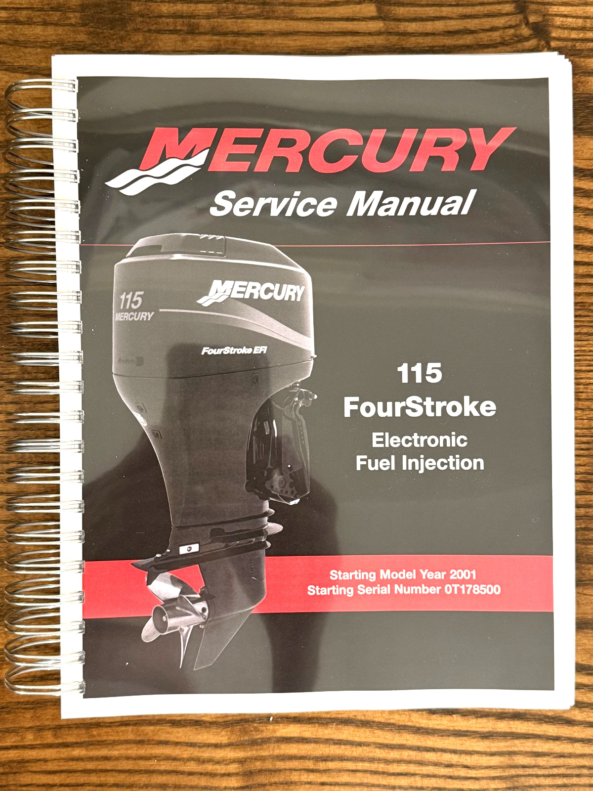 MERCURY 115 FourStroke Engine Service Manual WIRE BOUND, COVERS, LARGE FOLDOUTS!