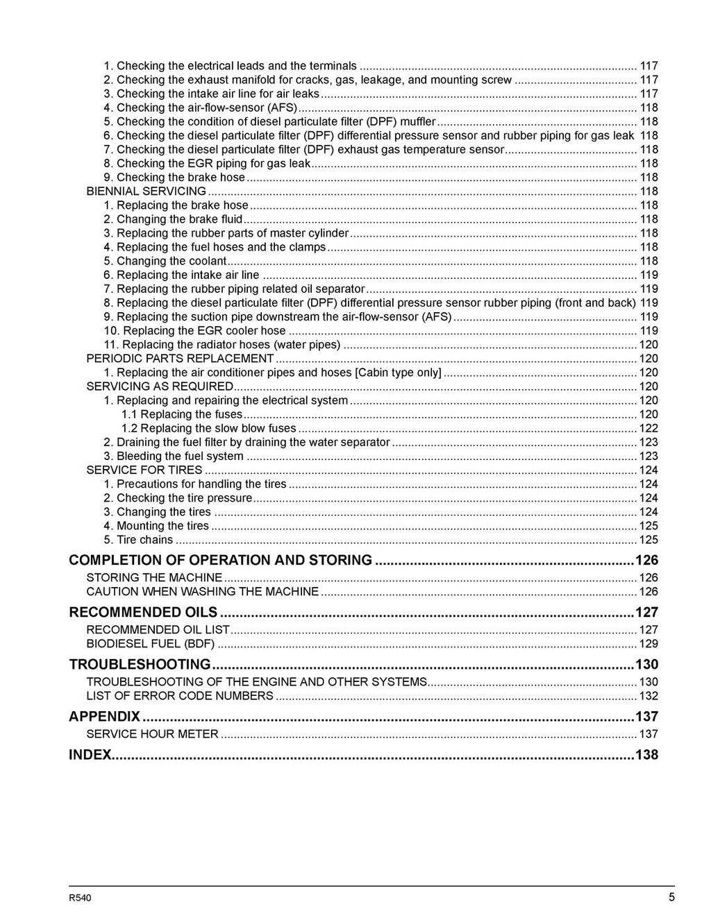 KUBOTA R540 WHEEL LOADER OPERATORS MANUAL - STEEL WIRE BOUND - PROTECTIVE COVERS