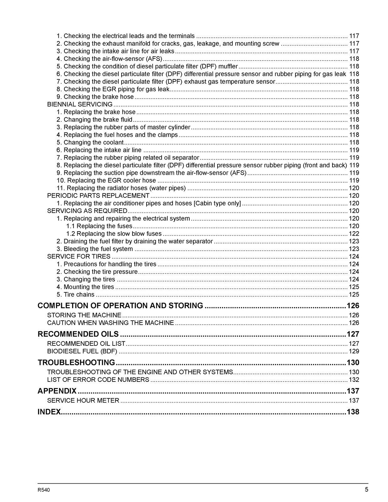 KUBOTA R540 WHEEL LOADER OPERATORS MANUAL - STEEL WIRE BOUND - PROTECTIVE COVERS