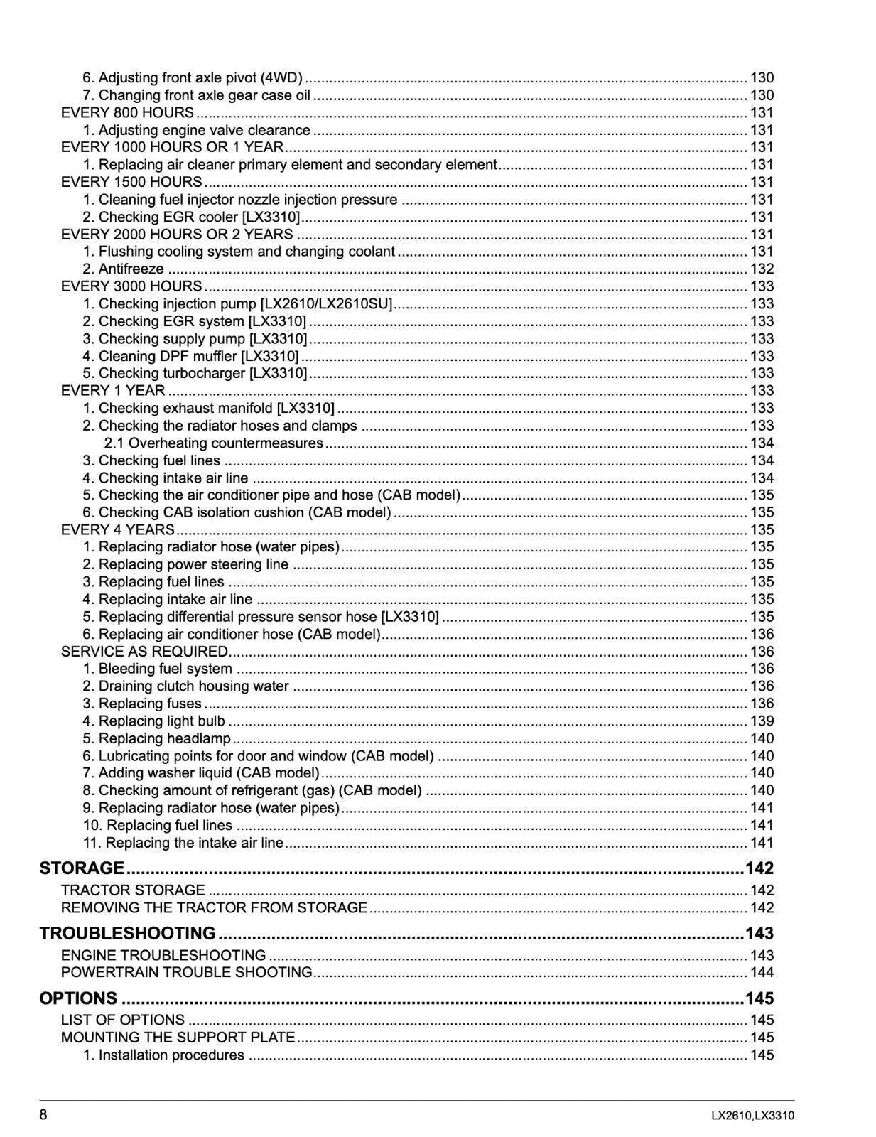KUBOTA LX2610 LX2610SU LX3310 OPERATORS MANUAL - WIRE BOUND - PROTECTIVE COVERS