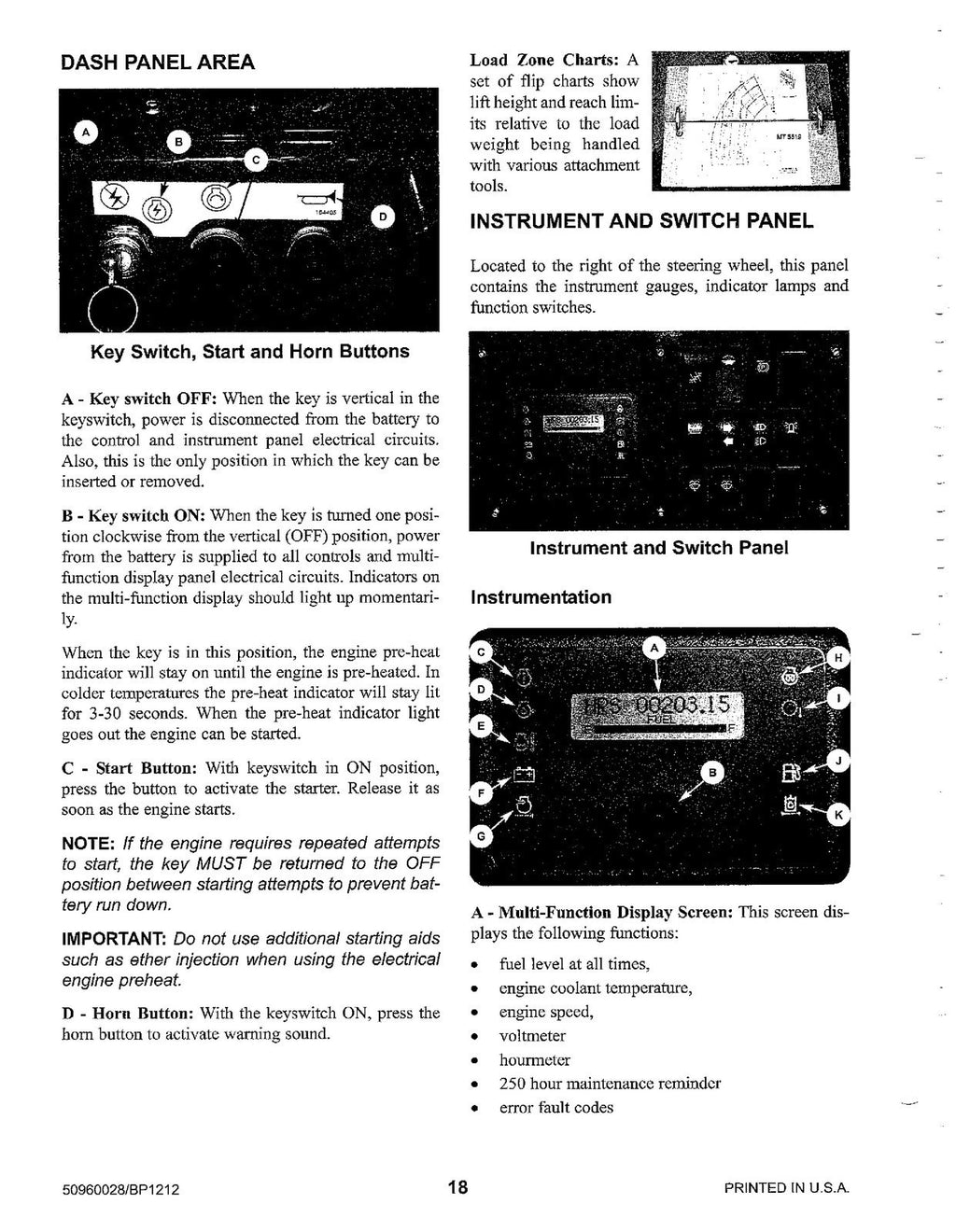 MANITOU MT5519 Telescopic Handler Operator Service Manual - WIRE BOUND - COVERS