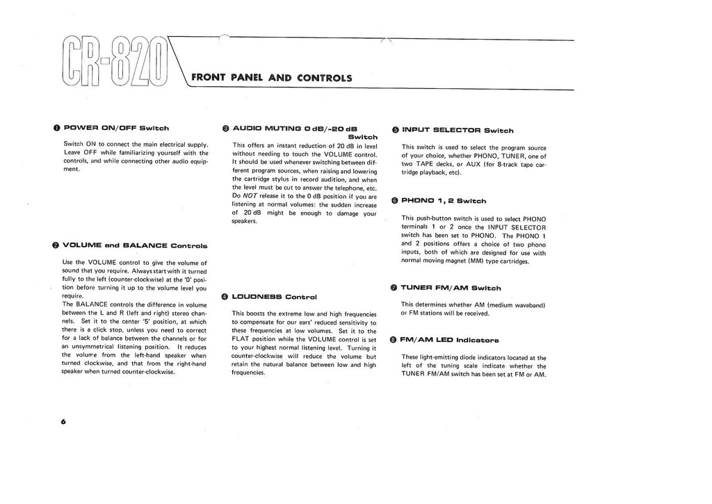 YAMAHA CR-820 Owners Manual - STEEL WIRE BOUND - PROTECTIVE COVERS