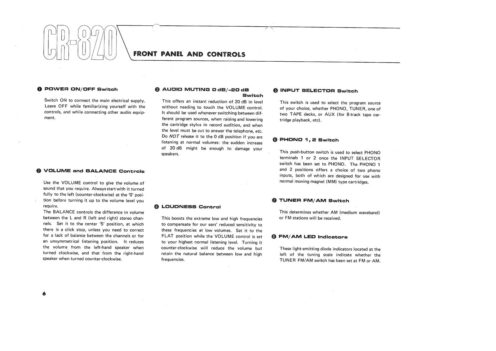 YAMAHA CR-820 Owners Manual - STEEL WIRE BOUND - PROTECTIVE COVERS