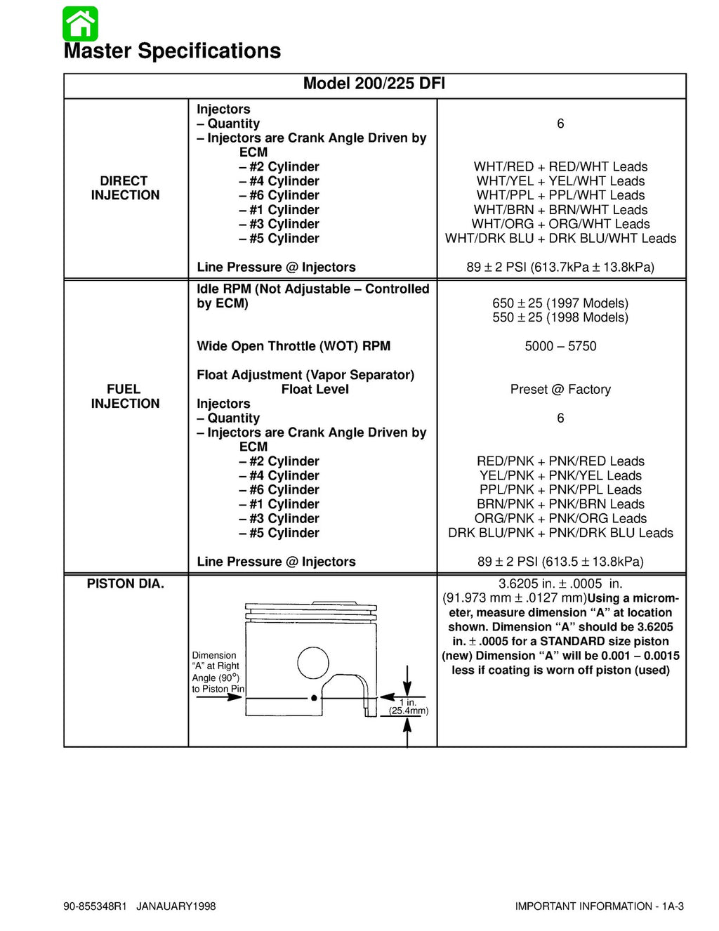 MERCURY MARINER OUTBOARD 200-225-OPTIMAX DFI SERVICE MANUAL 1998-1988 - BOUND