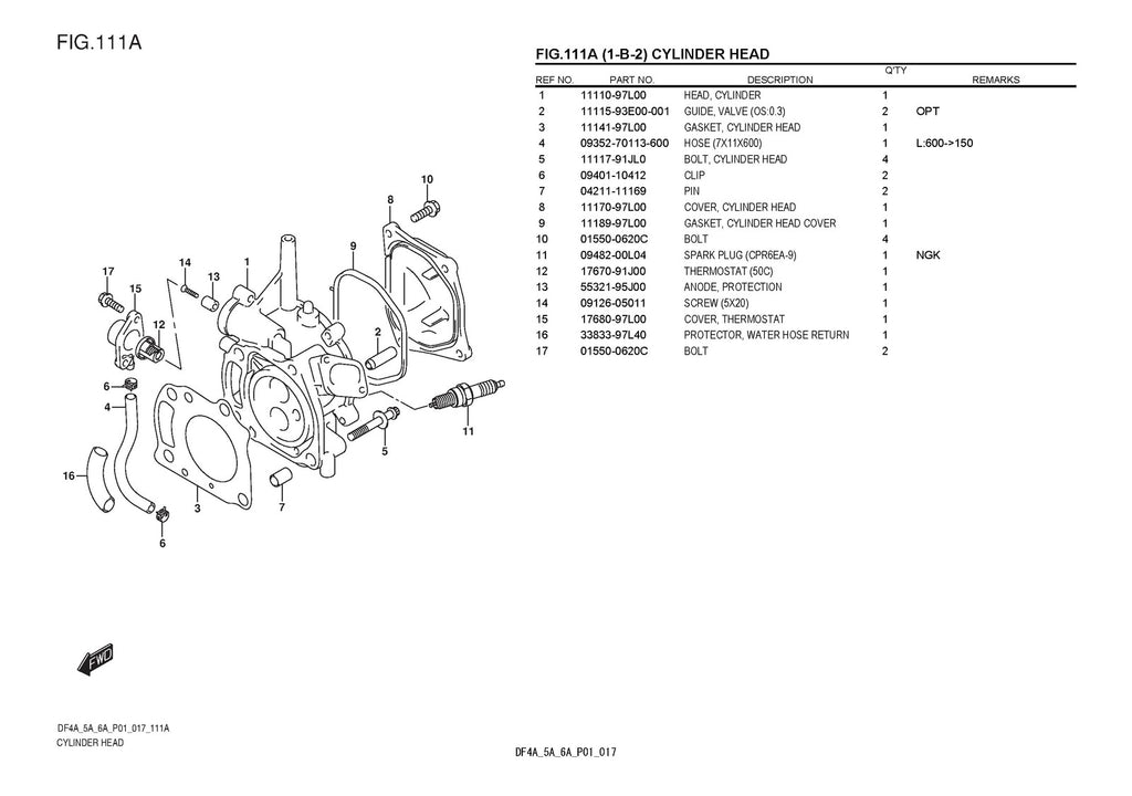 SUZUKI DF4A DF5A DF6A OUTBOARD PARTS CATALOGUE MANUAL - WIRE BOUND, TOUGH COVERS