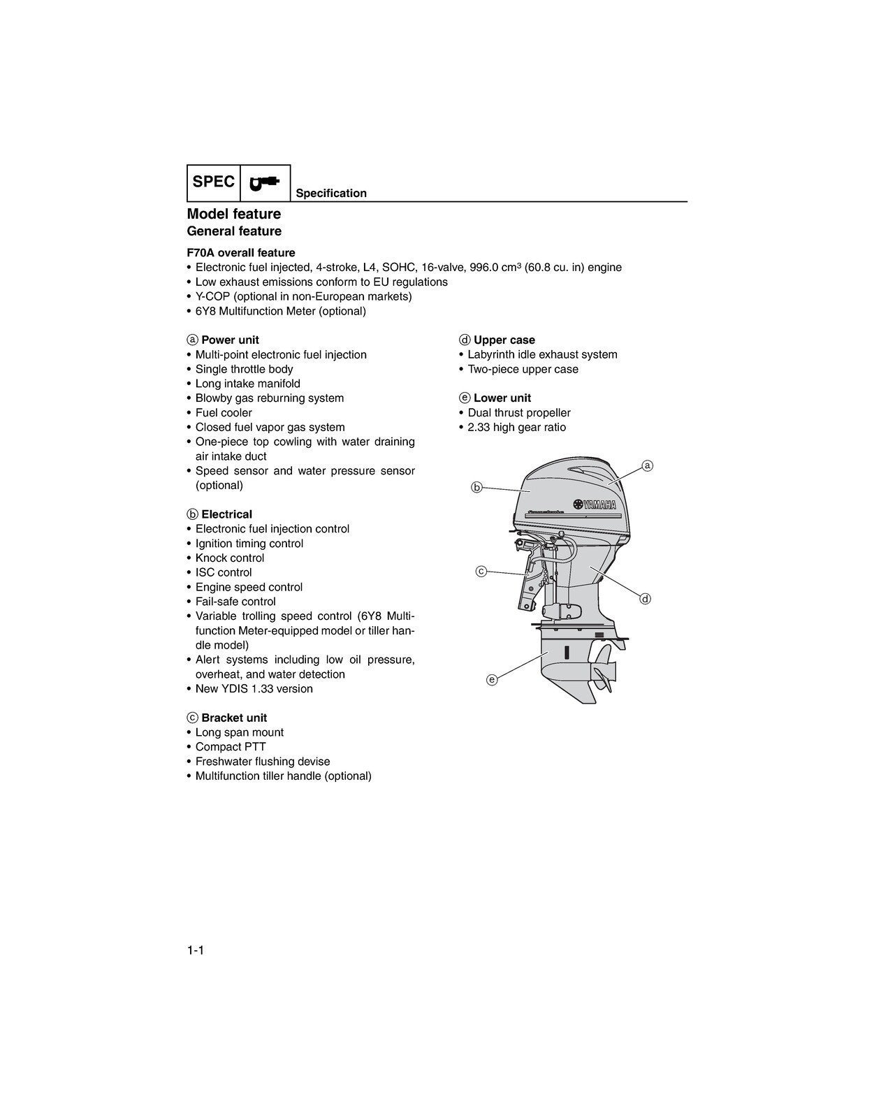 YAMAHA F70A OUTBOARD ENGINE SERVICE MANUAL WIRE BOUND, TOUGH COVERS, XL FOLDOUTS